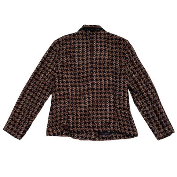 Vintage | Brown and Gold Tweed Double Breasted Houndstooth Blazer - Picture 3 of 13